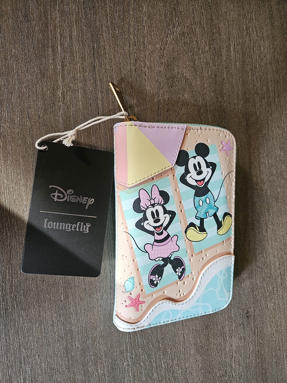 Loungefly Disney Minnie & Mickey Beach Fun Pastel Pink and Blue Wallet- NWT